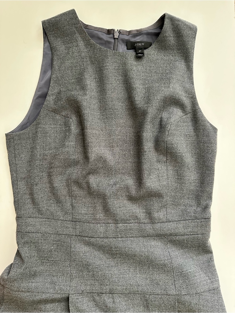 J. Crew Heather charcoal Gray Sleeveless drop waist pleated midi tailored Dress